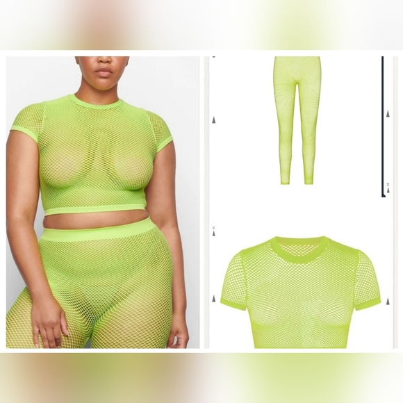 SKIMS Other - 2pcs SKIMS PERFORATED SEAMLESS LEGGING AND CROPPED TOP/LIME/3XL